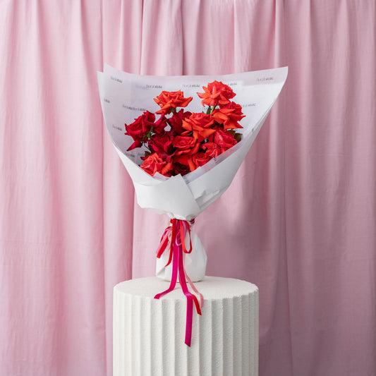 Velvet Flame Roses - Large Bouquet