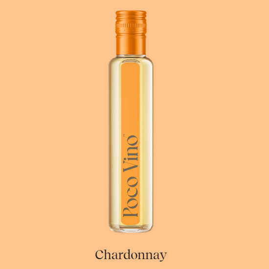 Bottle of Roco Vino Chardonnay on a peach background