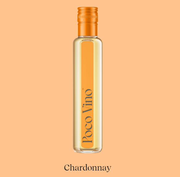 Bottle of Roco Vino Chardonnay on a peach background